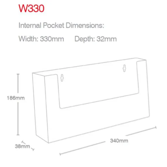 Brosjyreholder A4,Vegg-W330