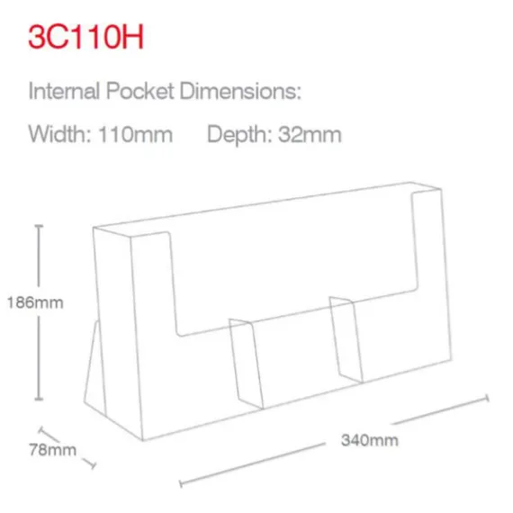 Brosjyreholder 3xA6, Bord,Liggende-3C110H