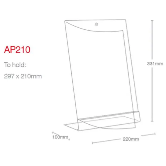 Brosjyre-/menyholder A4-AP210,akryl