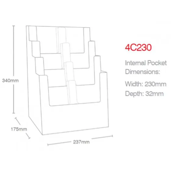 Brosjyreholder 4xA4 trapp-4C230