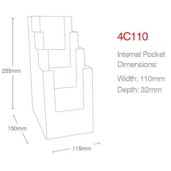 Brosjyreholder 4x1/3 A4 trapp-4C110