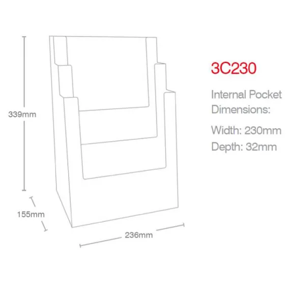 Brosjyreholder 3xA4 trapp-3C230